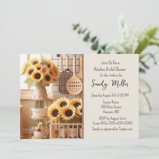 Zonnebloem Keuken Bruidsfeest Kaart (Staand voorkant)