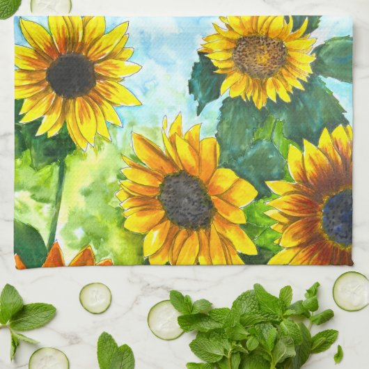 Zonnebloem Keukenhanddoek | Zonne Keuken Decor (Gevouwen)