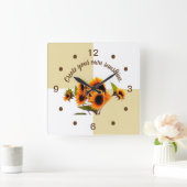 Zonnebloem | Khaki & White Wall Clock Vierkante Klok (Huis)
