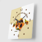 Zonnebloem | Khaki & White Wall Clock Vierkante Klok (Hoek)