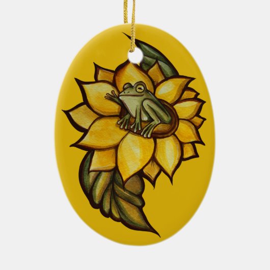 Zonnebloem Kikkerbloem Keramisch Ornament (Achterkant)