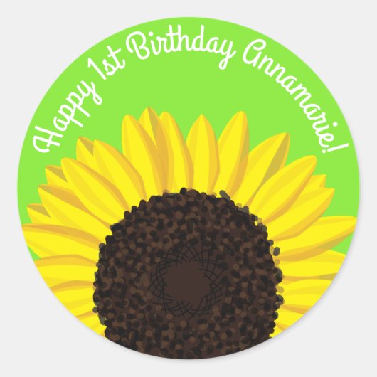 Zonnebloem Kind Birthday Summer Cute Flowers Ronde Sticker (Voorkant)