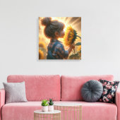 Zonnebloem Kind Canvas Afdruk (Insitu (Woonkamer))