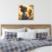 Zonnebloem Kind Canvas Afdruk (Insitu (Slaapkamer))