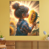 Zonnebloem Kind Canvas Afdruk (Insitu (Woonkamer))