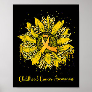 Zonnebloem Kind Kanker Bewustzijn Gouden Lint L Poster