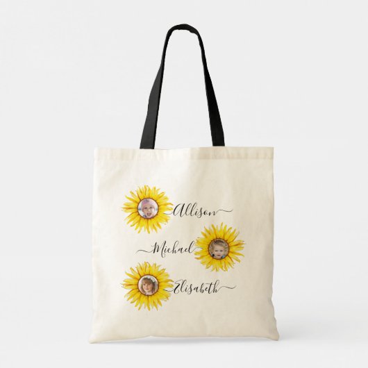 Zonnebloem Kinderen | Kleinkinderen Foto Tote Bag (Achterkant)