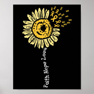 Zonnebloem Kinderkanker Ribbon Faith Hope Love Poster