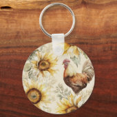 Zonnebloem Kip Farmhouse Sleutelhanger (Voorkant)