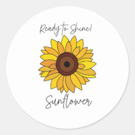 Zonnebloem klaar om te schitteren Zonnebloem Ronde Sticker
