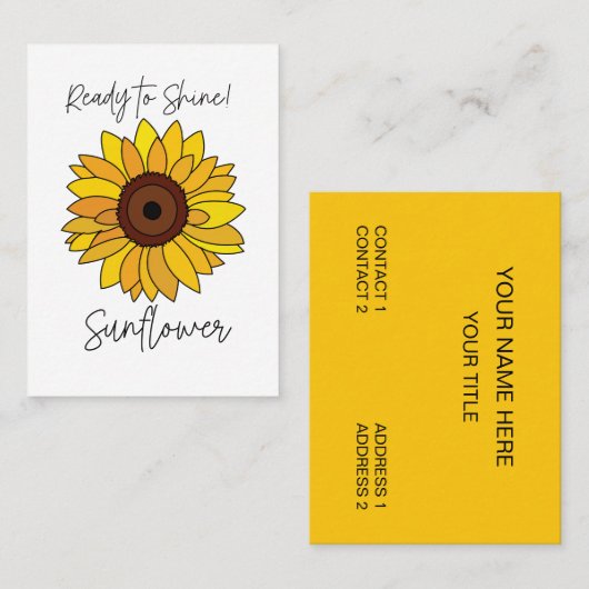 Zonnebloem klaar om te schitteren Zonnebloem Visitekaartje (Voorkant / Achterkant)