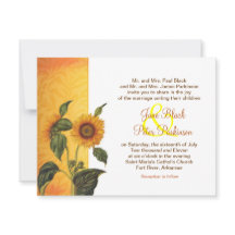 Zonnebloem klassieke bruiloft uitnodiging