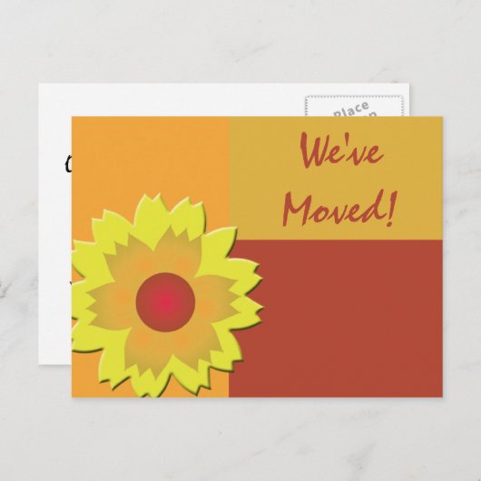 Zonnebloem Kleurblokwijziging Adres Aankondigingskaart (Voorkant / Achterkant)