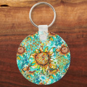 Zonnebloem Kleurig zomerkatroon Sleutelhanger (Voorkant)
