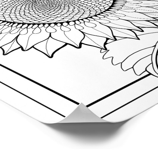 Zonnebloem Kleurplaat Art Poster (Hoek)