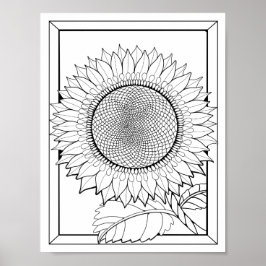 Zonnebloem Kleurplaat Art Poster