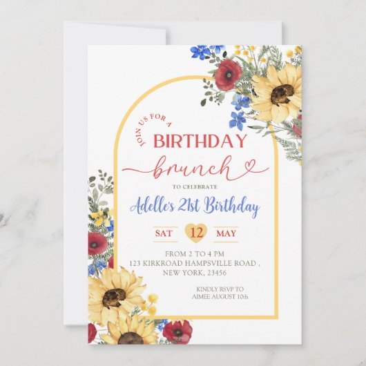 ZONNEBLOEM Kleurrijke Bloemen Zomer Verjaardag Bru Kaart (Voorkant)
