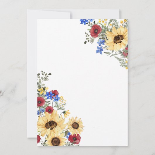 ZONNEBLOEM Kleurrijke Bloemen Zomer Verjaardag Bru Kaart (Achterkant)