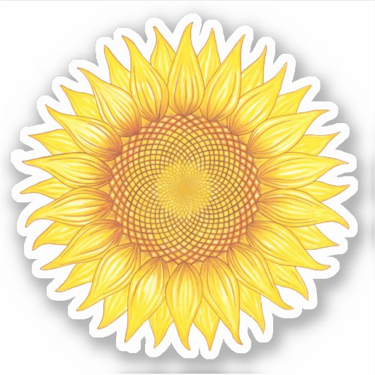 Zonnebloem Kleurrijke Gele Mandala Sticker (Voorkant)