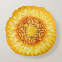 Zonnebloem Kleurrijke mijnbouw Mandala Pillow Rond Kussen