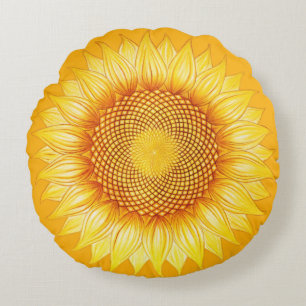 Zonnebloem Kleurrijke mijnbouw Mandala Pillow Rond Kussen