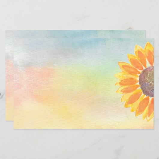 Zonnebloem Kleurrijke Waterverf Papier Blad (Voorkant / Achterkant)