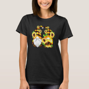 Zonnebloem-knomes voor vrouwen, tuinman en hippi t-shirt