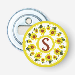 Zonnebloem knop flesopener button flesopener