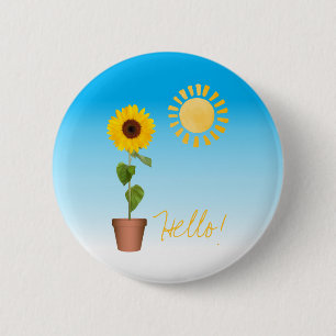Zonnebloem Knop Ronde Button 5,7 Cm