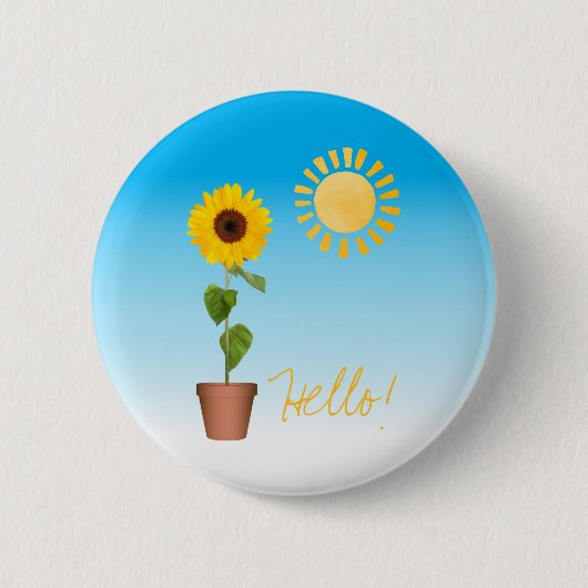 Zonnebloem Knop Ronde Button 5,7 Cm (Voorkant)