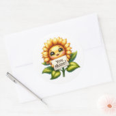 Zonnebloem Knuffelstickers Ronde Sticker (Envelop)
