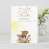 Zonnebloem koe baby shower uitnodiging (Staand voorkant)