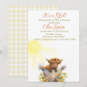 Zonnebloem koe baby shower uitnodiging (Voorkant / Achterkant)