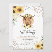 Zonnebloem Koe Birthday Party Kaart (Voorkant)