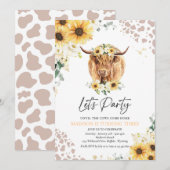 Zonnebloem Koe Birthday Party Kaart (Voorkant / Achterkant)