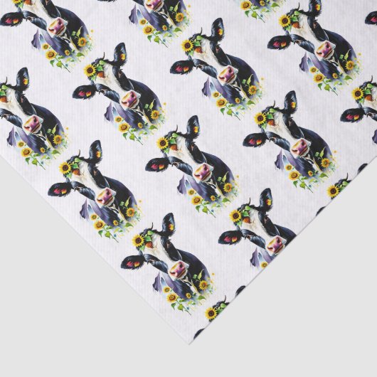 Zonnebloem Koe Boerderij Theme Design Tissuepapier (Detail)