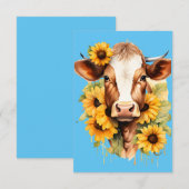 Zonnebloem Koe Dankkaart Bedankkaart (Voorkant / Achterkant)