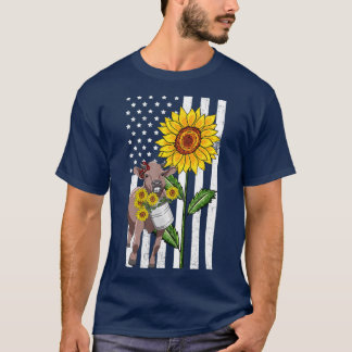 Zonnebloem Koe Heifer USA Flag Farmer Rancher T-shirt