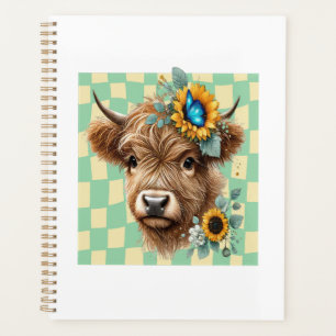 Zonnebloem Koe Png, Cute Highland Koe Planner