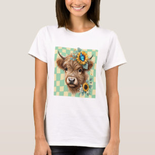 Zonnebloem Koe Png, Cute Schotse Hooglander Koe T-shirt