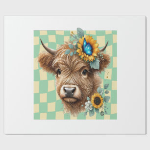 Zonnebloem Koe Png, Cute Schotse Hooglanders Cadeaupapier