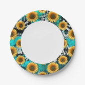 Zonnebloem Koe Print Western Papieren Bordje (Voorkant)
