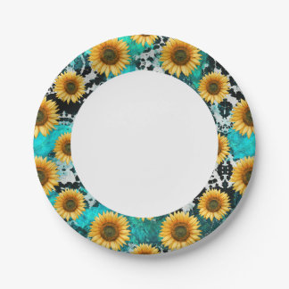 Zonnebloem Koe Print Western Papieren Bordje