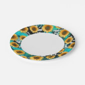 Zonnebloem Koe Print Western Papieren Bordje (Gekanteld)