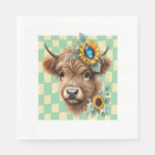 Zonnebloem Koe, Schattigee Highland Koe Servet (Voorkant)