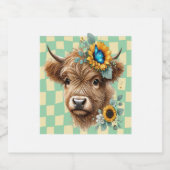 Zonnebloem Koe, Schattigee Highland Koe Sparkling Wijnetiket (Enkel label)