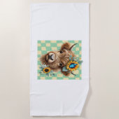 Zonnebloem Koe, Schattigee Highland Koe Strandlaken (Voorkant)