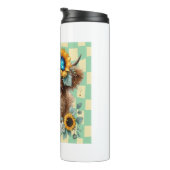 Zonnebloem Koe, Schattigee Highland Koe Thermosbeker (Geroteerd rechts)