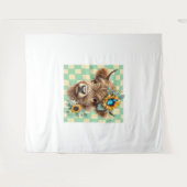 Zonnebloem Koe, Schattigee Highland Koe Wandkleed (Voorkant (horizontaal))