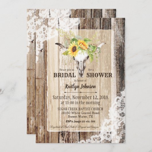 Zonnebloem Koe schedel schuur hout rustiek Vrijgez Kaart (Voorkant / Achterkant)